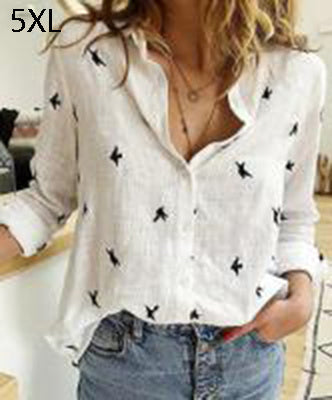 Women's Cotton Linen Button Up Shirt Long Sleeve Lapel Collar Classic Blouse Top