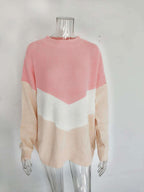 Tricolor Patchwork Knit Sweater Color Block Acrylic