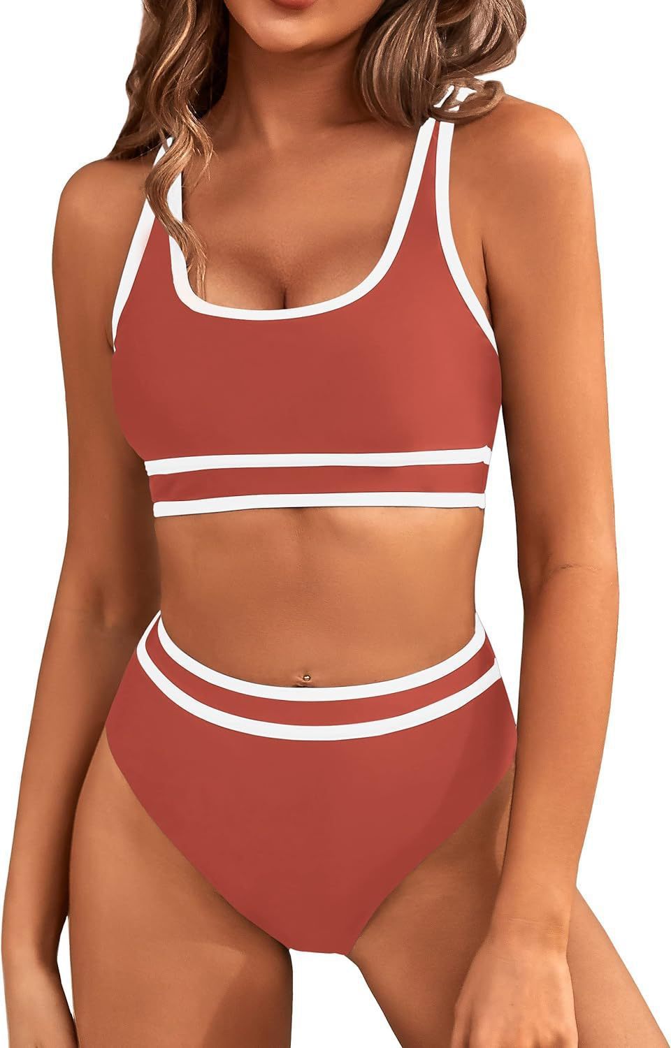 Women's Two-Piece Bikini Set - Tight-Fit Solid Color Swimsuit for Beach Swimming