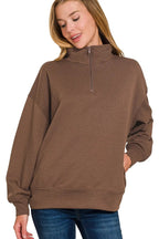 Sarah Express Women’s Scuba Quarter-Zip Sweatshirt Casual All-Season