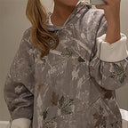 Women's Floral Print Hooded Sweatshirt Pullover with Pockets