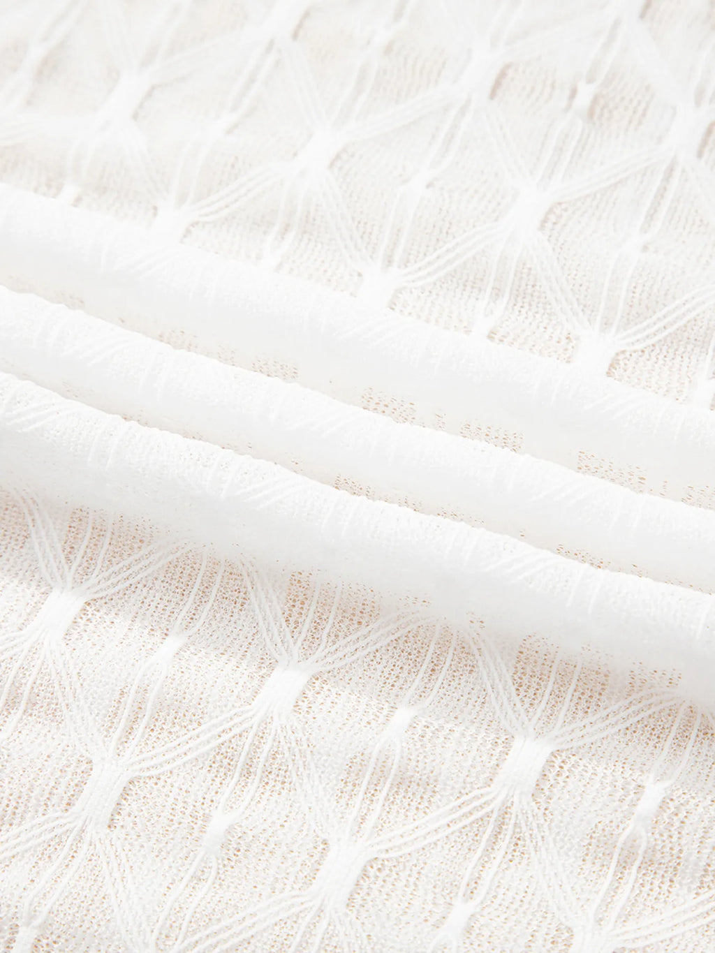 Sarah Express Women's Sheer Mesh Patterned Lettuce Trim Slim Long Sleeve Top