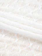 Sarah Express Women's Sheer Mesh Patterned Lettuce Trim Slim Long Sleeve Top