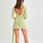 Women's Y2K Long Sleeve Backless Mini Dress