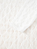 Sarah Express Women's Sheer Mesh Patterned Lettuce Trim Slim Long Sleeve Top