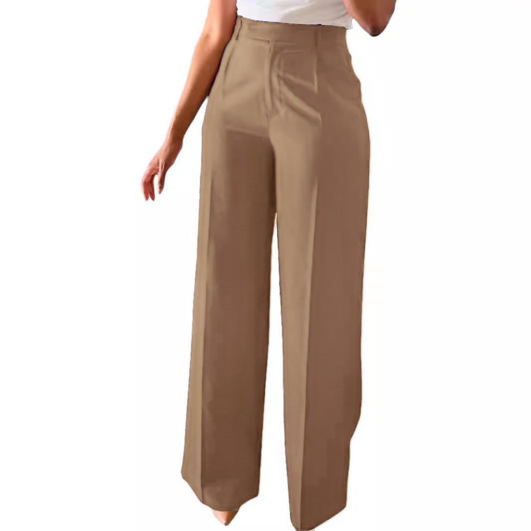 Women's High Waist Wide-Leg Straight Pants