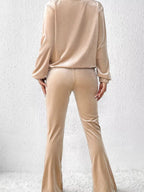 Sarah Express Women's Plus Size Surplice Long Sleeve Top and Pants Set