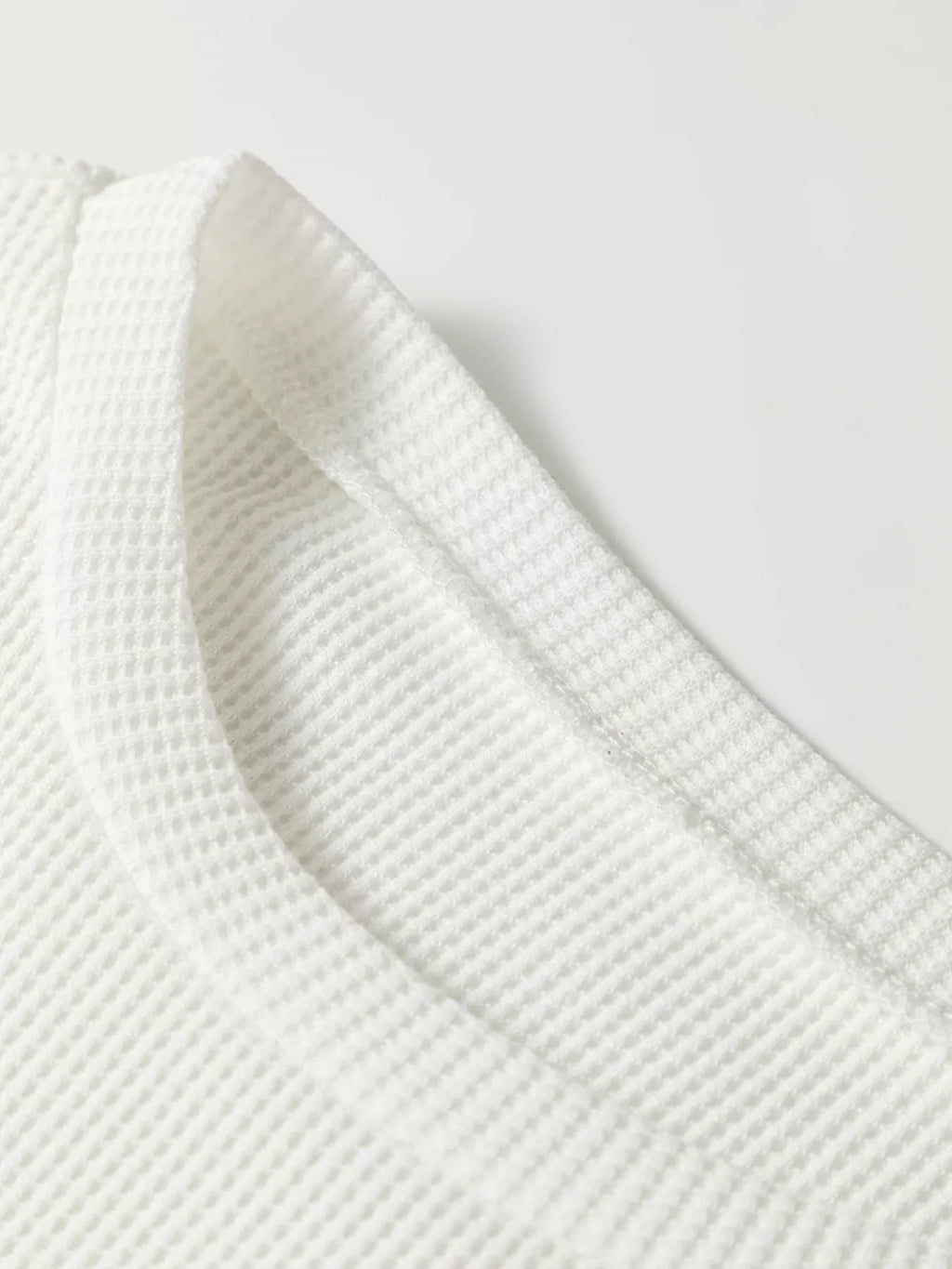 Sarah Express Women's Rounded Neck Waffle Long Sleeve Top