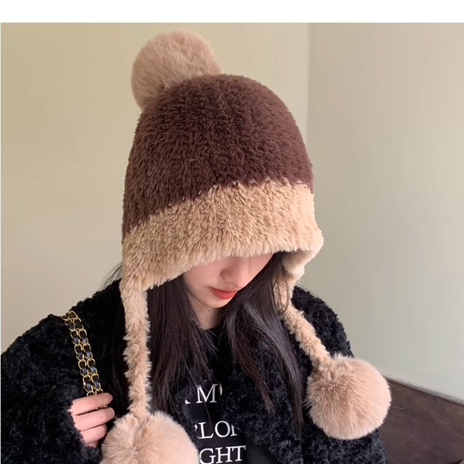 Women's Fleece Lined Knit Beanie Hat with Pom Pom