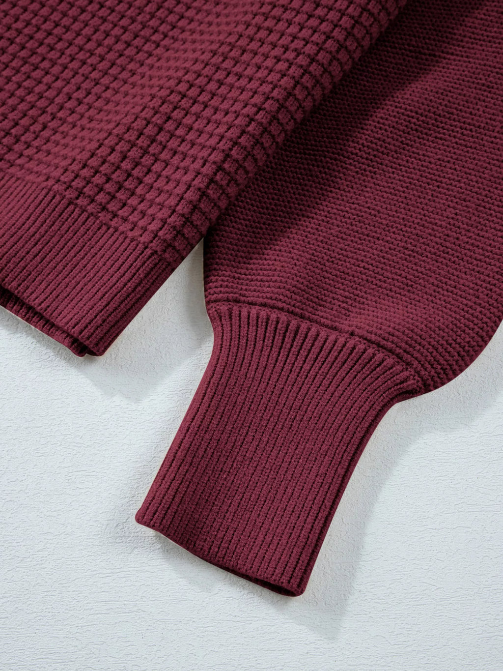 Sarah Express Women's Solid Color Mixed Textured Knitted Crew Neck Sweater