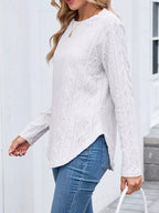 Sarah Express Women's Openwork Textured Long Sleeve Top