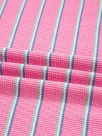 Sarah Express Women's Stripe Textured Knit Round Neck Puff Sleeve Top