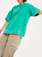 Sarah Express Women's Round Neck Short Sleeve T-Shirt - Oversized Basic Tee