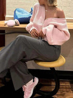 Sarah Express Women's Ribbed Knit Open Front Cardigan with Cozy Oversized Fit