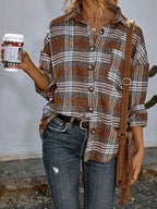 Sarah Express Women's Plaid Button-Up Shirt