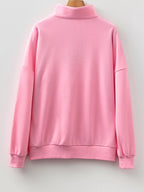 Sarah Express Women's Contrast Striped Patchwork Zip Collar Sweatshirt