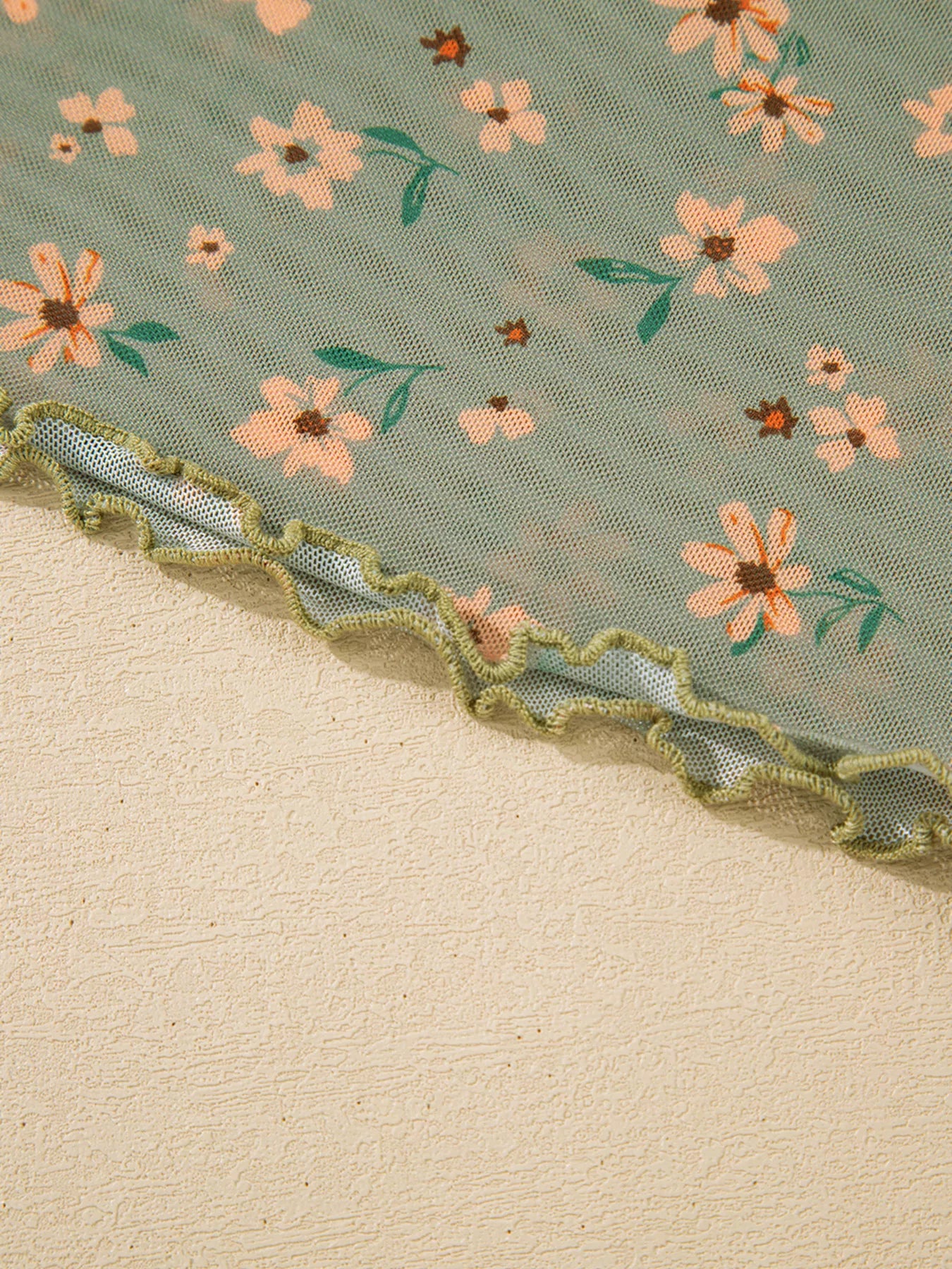 Sarah Express Women's Floral Print Mesh Long Sleeve Top