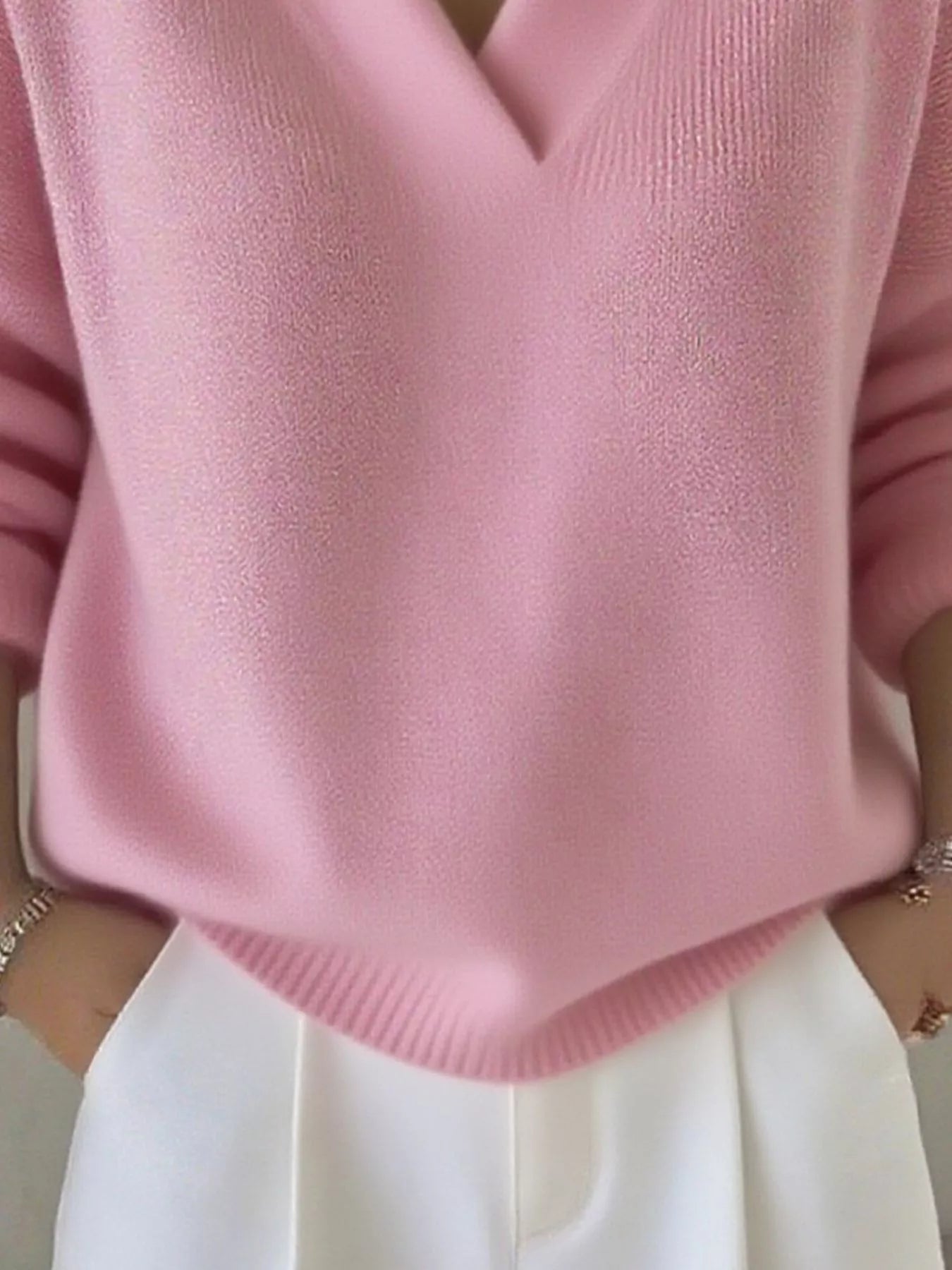 Sarah Express Women's V-Neck Long Sleeve Sweater Plus Size