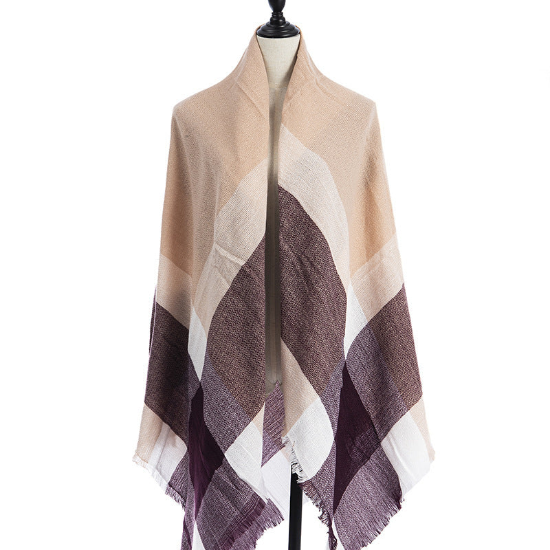 Women's Oversized Square Scarf Cashmere-like Double-Sided Shawl 140cm Woven Fall Winter Accessory