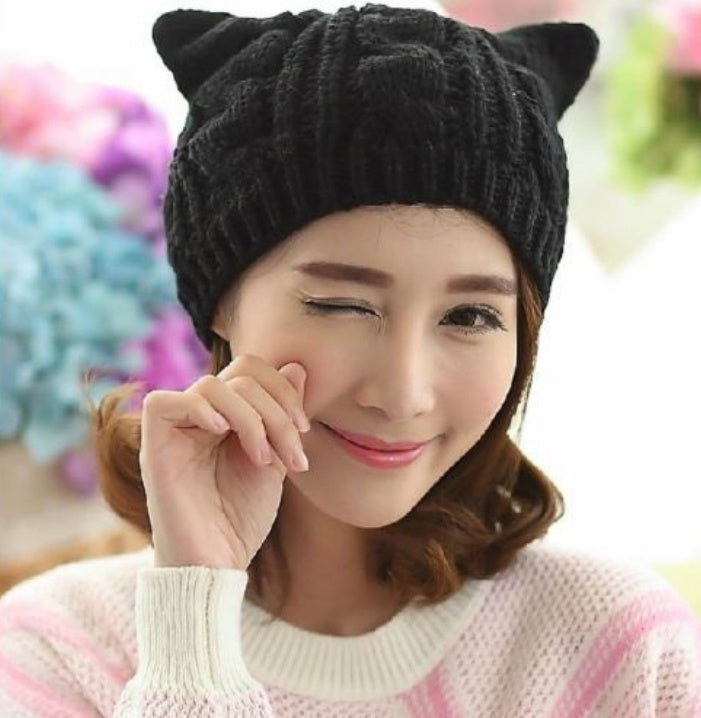 Handmade 3D Knitted Cat Ear Beanie Winter Warm Hat