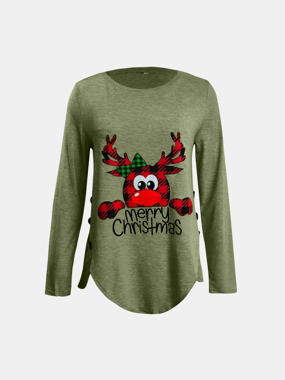 Sarah Express Women's Reindeer Round Neck Long Sleeve T-Shirt