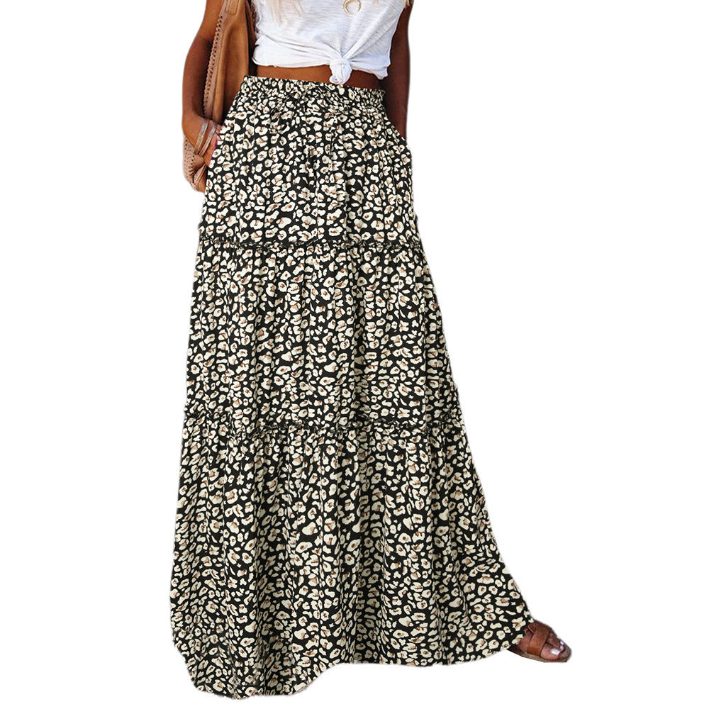Women's High Waist Printed Maxi Dress Loose Fit Casual