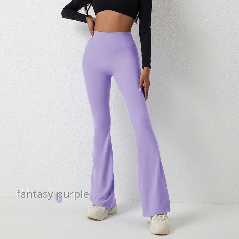 High Waist Wide Leg Fitness Pants Sculpting Nylon Blend