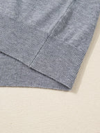 Sarah Express Women's Contrast Striped Trim V Neck Varsity Sweater