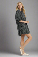 Sarah Express women’s leopard print jacquard mini dress for a night out.