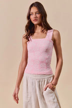 Sarah Express Women’s Two Tone Floral Seamless Tank Top with Lace