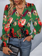 Sarah Express Women's Printed Button Up Long Sleeve Shirt