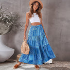 Women's High Waist Printed Maxi Dress Loose Fit Casual