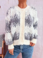 Sarah Express Women's Ribbed Hem Button Up Cardigan