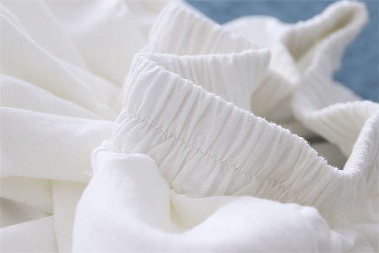 Women's Sand Washed Cotton Linen Bloomers Mid Waist Cropped Loose Pants