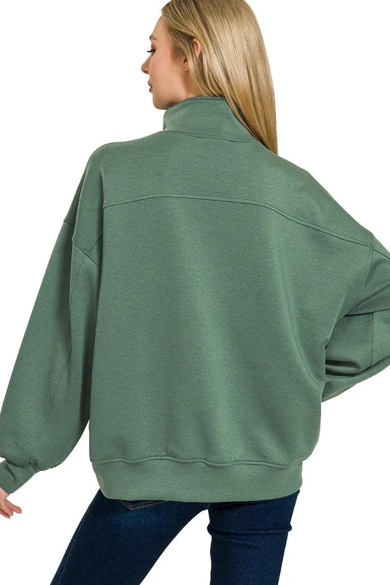 Sarah Express Women’s Scuba Quarter-Zip Sweatshirt Casual All-Season