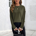 Women's Crew Neck Pullover Sweatshirt Long Sleeve Loose Fit