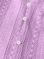 Sarah Express Women's Crochet Notched Button-Front Shirt