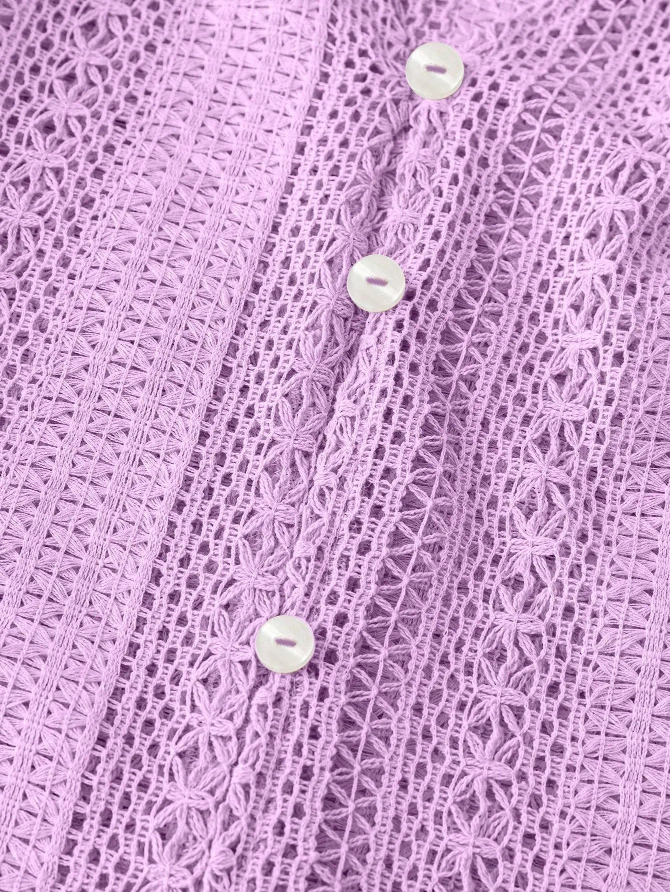 Sarah Express Women's Crochet Notched Button-Front Shirt