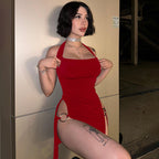 Backless Halter Bodycon Dress Mini Hollow-Out