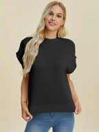 Sarah Express Women’s Plus Size Short Sleeve Mock Neck Viscose Sweater

