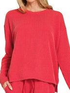 Corded Rib Long Sleeve Tee and Shorts Set