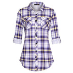 Women's Plaid Button Front Shirt Long Sleeve Casual Cardigan