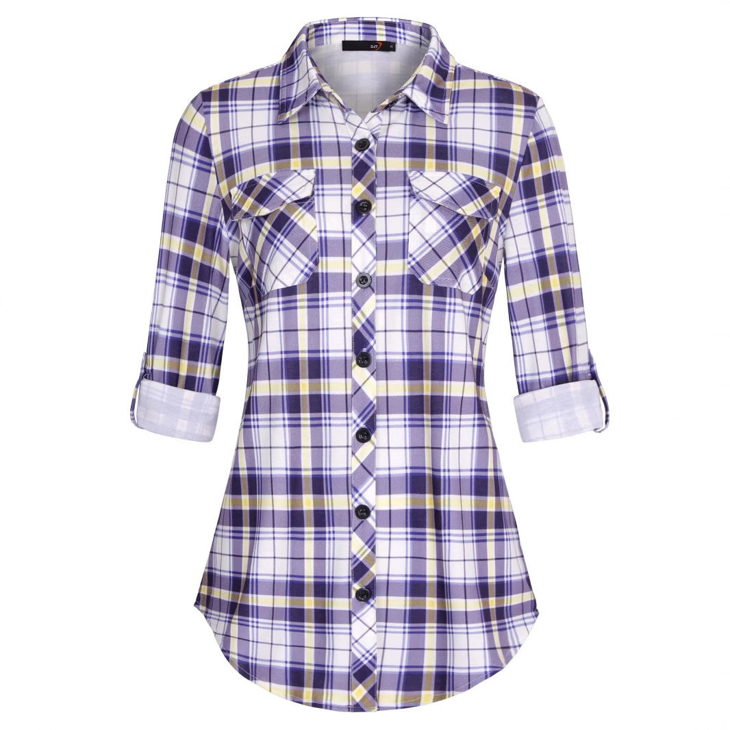Women's Plaid Button Front Shirt Long Sleeve Casual Cardigan