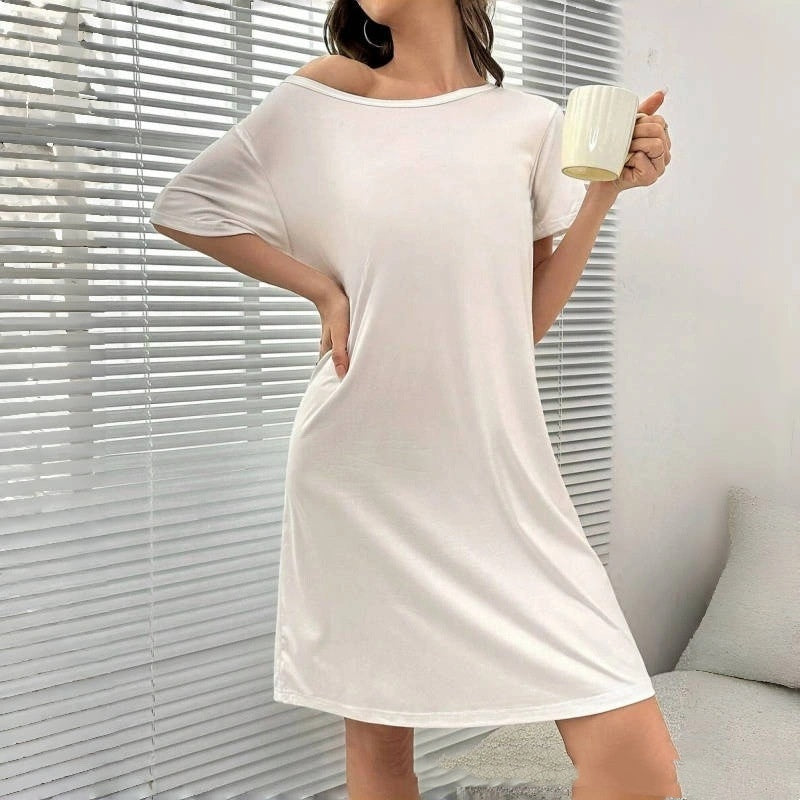Women's Loose Fit Nightdress Sleepwear Short Sleeve Pullover