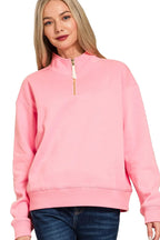 Sarah Express Women’s Fleece Half Zip Sweatshirt with Stand-Up Collar
