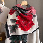 Women's Retro Floral Scarf Thick Warm Artificial Cashmere Tie Dye Fall Winter Accessory