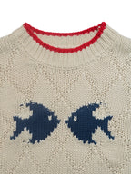Sarah Express Women's Fish Pattern Round Neck Sweater