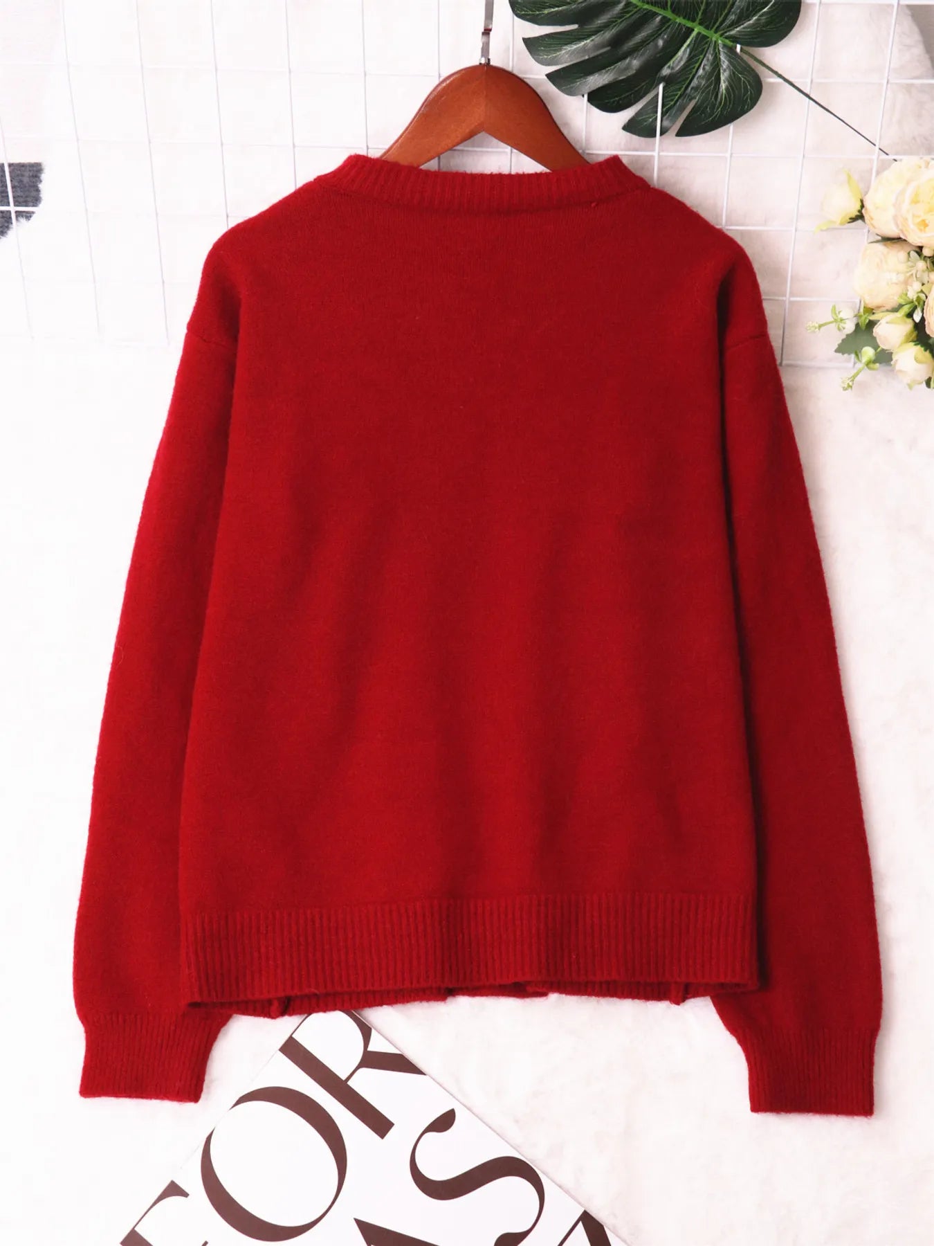 Sarah Express Women's Flower Button Up Long Sleeve Cardigan