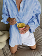 Sarah Express Women's Oversized Striped Button-Down Shirt