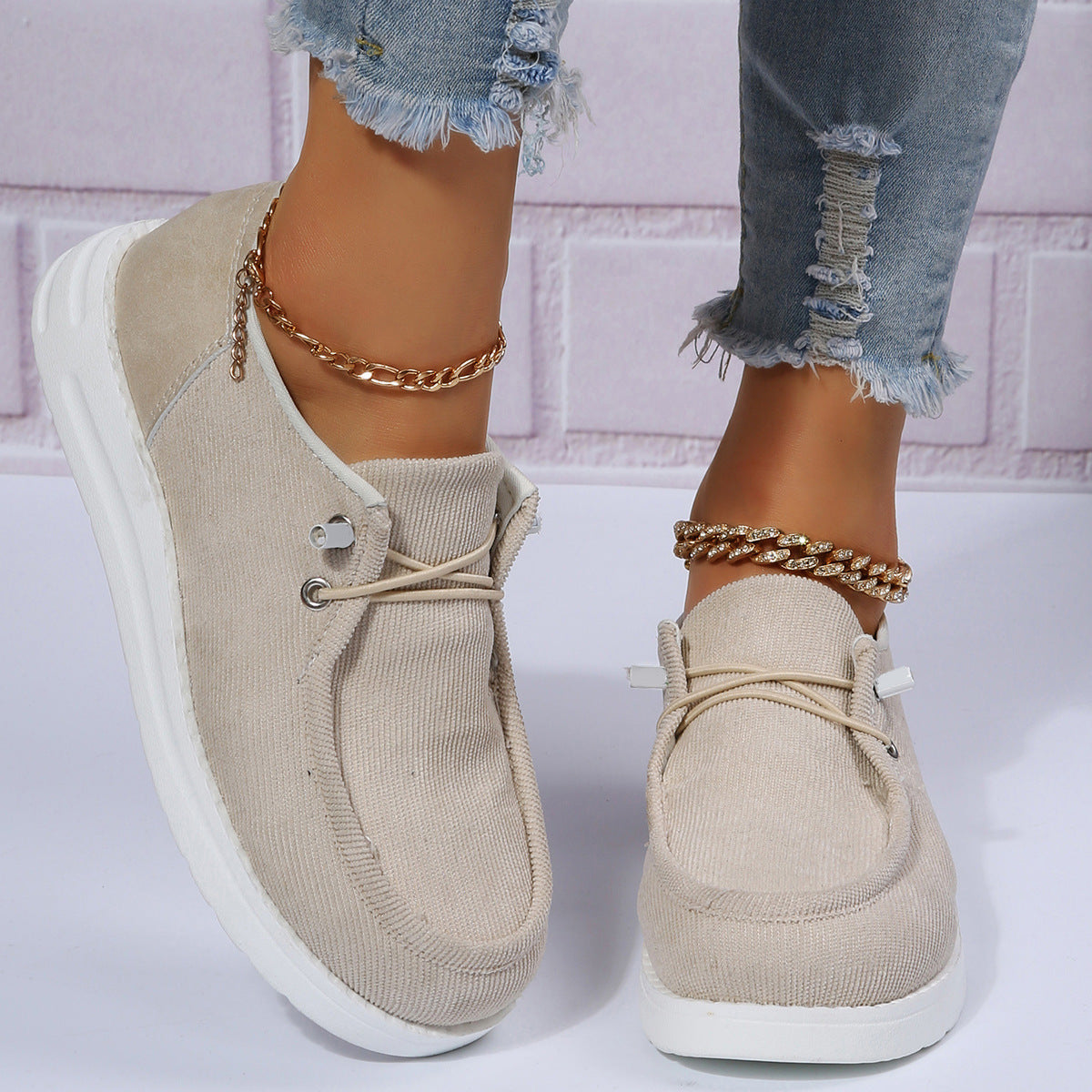 Sarah Express Women's Breathable Elastic Band Flat Shoes | Cloth Upper Round Toe Casual Walking Flats